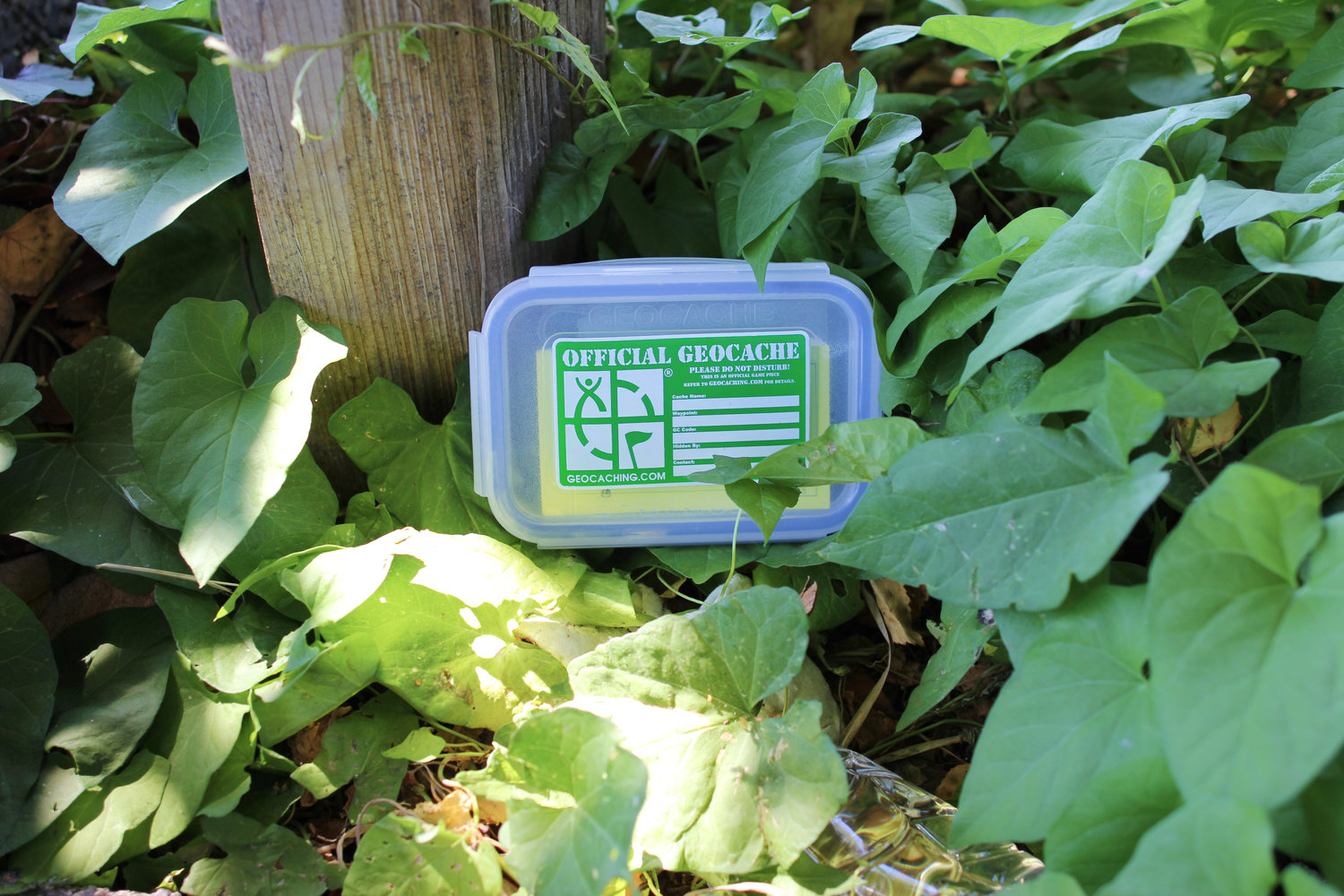 Geocaches can be marked with an official sticker.
